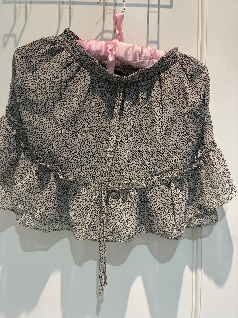 Sienna Sky Light Pink Satin Mini Skirt with Ruffle Trim